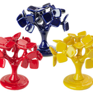 Alberelli medi blu, giallo e rosso, foglia nova